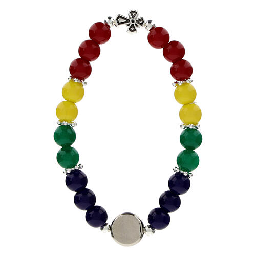 Elastic bracelet of colourful crystals, 2025 Jubilee logo 3