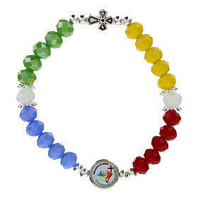 Bracciale Giubileo 2025 elastico con pietre cristallo colorato