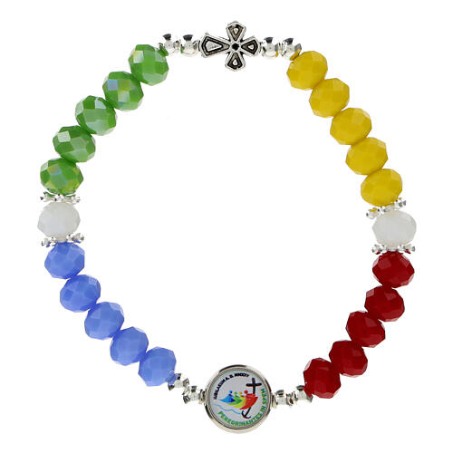 Bracciale Giubileo 2025 elastico con pietre cristallo colorato 1