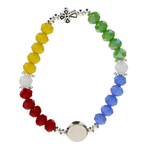 Bracciale Giubileo 2025 elastico con pietre cristallo colorato 3