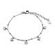 Bracelet with white rhinestone heart-shaped charms, stainless steel s1