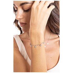 Heart Charm Bracelet White Zircons in Hypoallergenic Stainless Steel