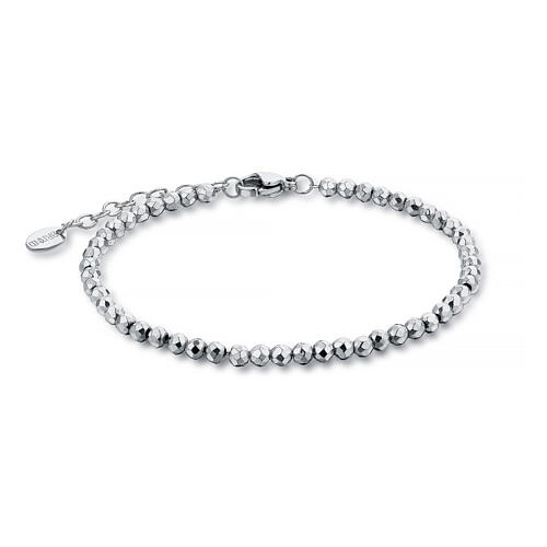 Bracelet with 0.16 in faceted hematite, rhodium finish, stainless steel 1