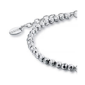Bracciale acciaio perline ematite rodiata sfaccettata 4 mm