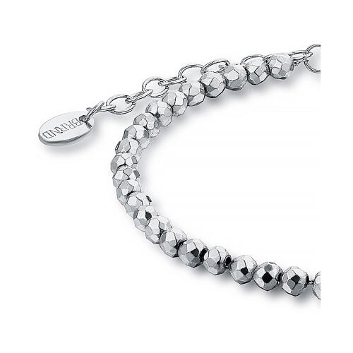 Bracciale acciaio perline ematite rodiata sfaccettata 4 mm 2