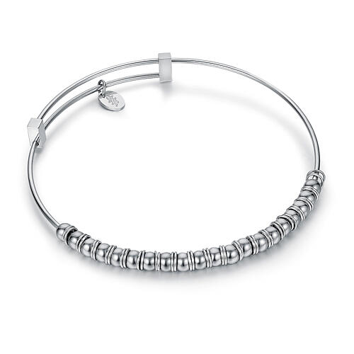 Bracciale molla sfere anellini acciaio ipoallergenico 1