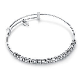 Hypoallergenic Stainless Steel Spring Bracelet with Beads and Rings