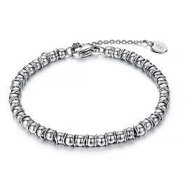 Steel bracelet with polished beads and rings of 0.16 in