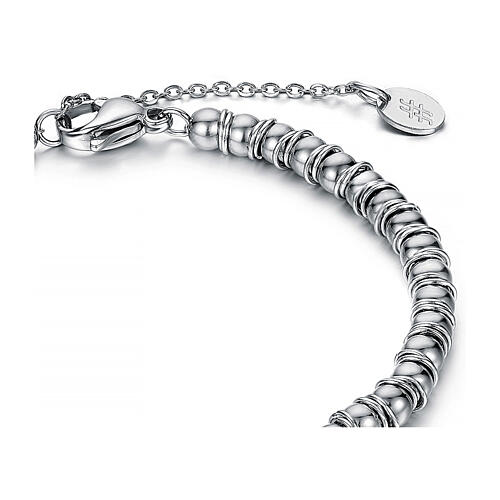 Steel bracelet with polished beads and rings of 0.16 in 2