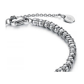 Bracciale acciaio sfere lucide anellini 4 mm