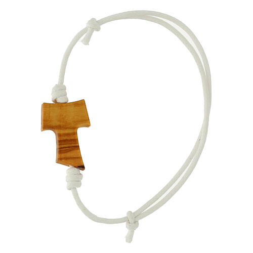 Bracciale corda bianca Carlo Acutis croce tau 2