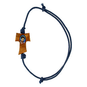 Blue rope bracelet with tau cross, Carlo Acutis' image