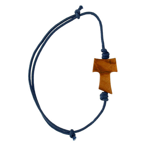 Bracciale corda blu Carlo Acutis croce tau 2