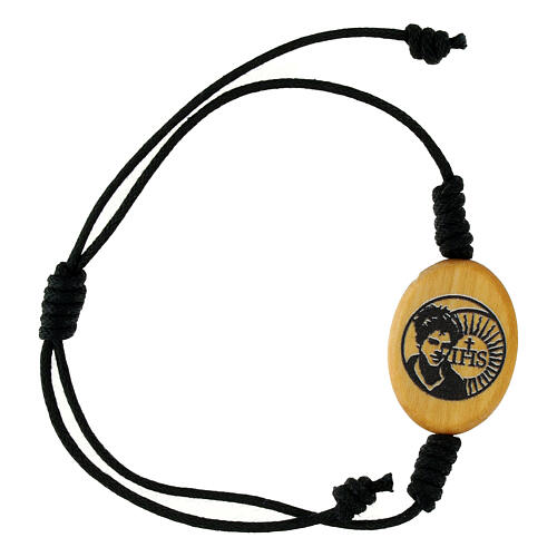 Verstellbares schwarzes Armband Carlo Acutis mit Druck 1