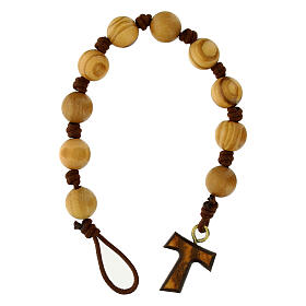 Decade rosary bracelet tau with olive wood 1 cm beads Assisi