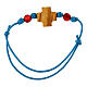 Light blue rope bracelet with cross and red beads, Carlo Acutis' image s2