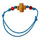 Bracciale filo azzurro croce Carlo Acutis grani rossi s2