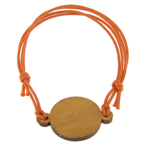 Bracelet Jubilé corde orange réglable bois d'olivier 3