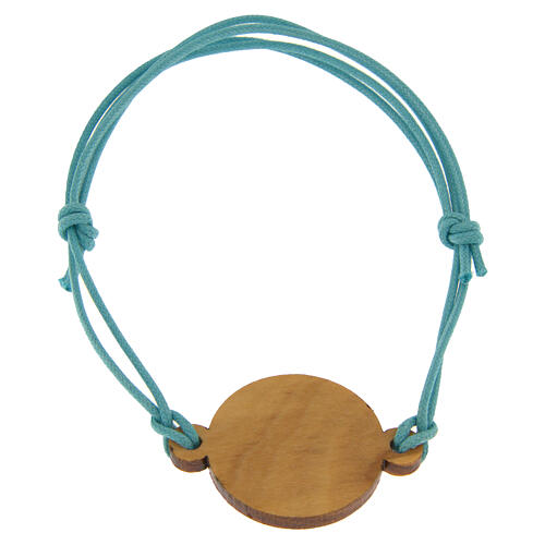 Pulsera Jubileo cuerda celeste ajustable madera olivo 3