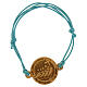 Jubilee bracelet adjustable light blue cord olive wood, Clarisse Monastery Albano Laziale s1