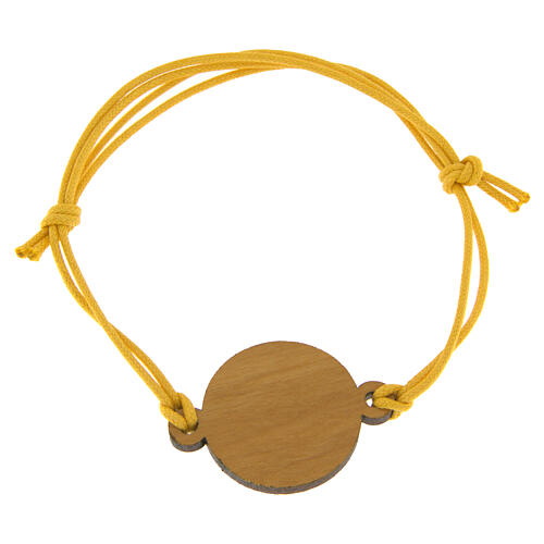 Pulsera Jubileo cuerda amarilla ajustable madera olivo 3