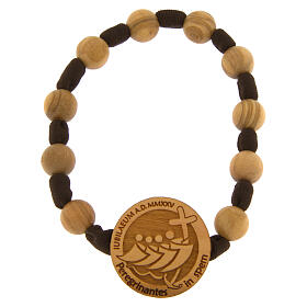 Elastic Jubilee bracelet with official logo and olivewood beads, Monastery of the Poor Clare Nuns of Albano Laziale