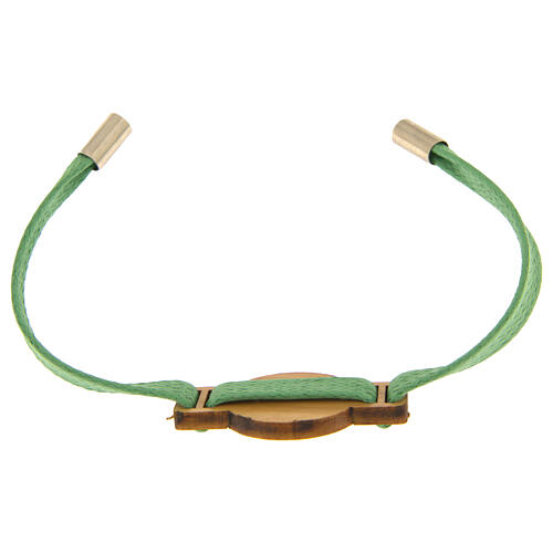 Jubilee bracelet of green flat rope, olivewood medal, Monastery of the Poor Clare Nuns of Albano Laziale 3