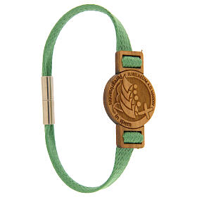 Jubilee bracelet green ribbon olive wood, Clarisse Monastery Albano Laziale