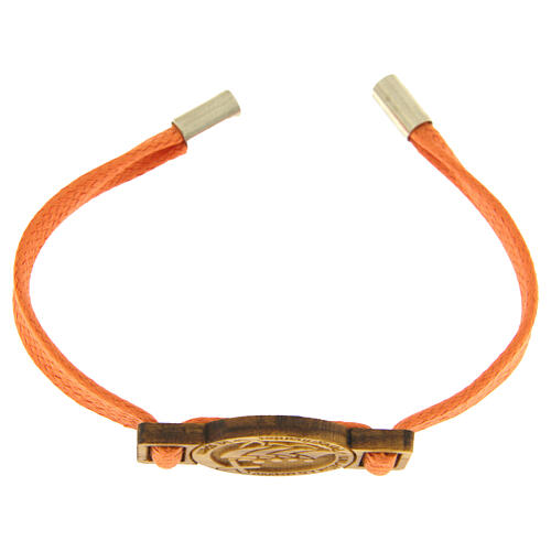 Orange Jubilee bracelet of flat rope, olivewood medal, Monastery of the Poor Clare Nuns of Albano Laziale 3