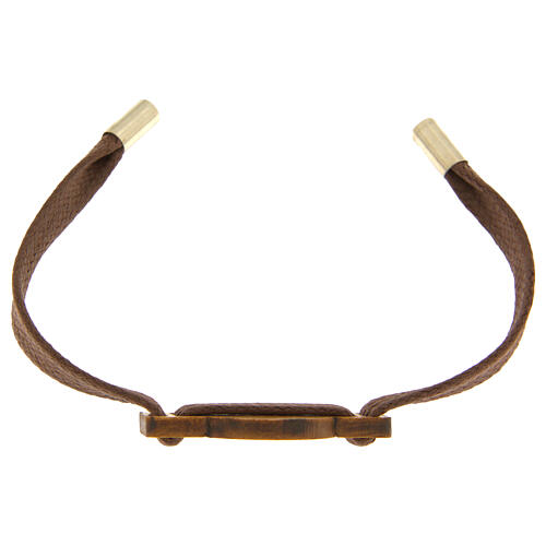 Jubilee bracelet of brown flat rope with olivewood medal, Monastery of the Poor Clare Nuns of Albano Laziale 3