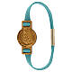 Light blue flat rope bracelet with Jubilee olivewood medal, Monastery of the Poor Clare Nuns of Albano Laziale s1