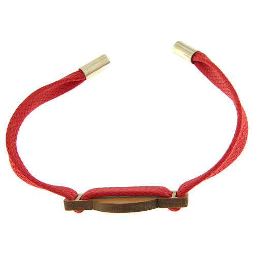 Jubilee bracelet, red flat rope and olivewood medal, Monastery of the Poor Clare Nuns of Albano Laziale 3