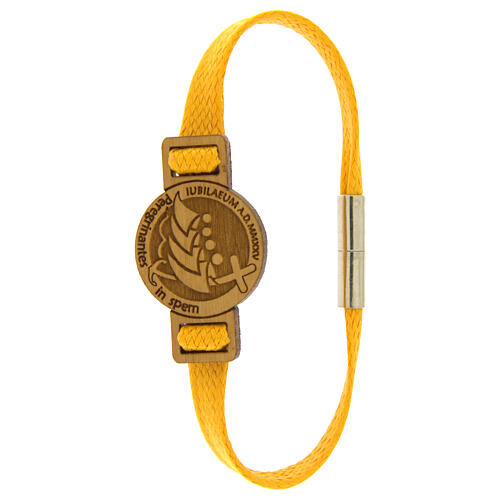 Bracciale Giubileo fettuccia gialla legno ulivo Monastero Clarisse Albano Laziale 1