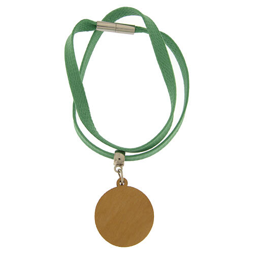 Jubilee necklace of green flat rope, olivewood pendant, Monastery of the Poor Clare Nuns of Albano Laziale 3