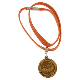 Orange Jubilee necklace of flat rope, olivewood pendant, Monastery of the Poor Clare Nuns of Albano Laziale