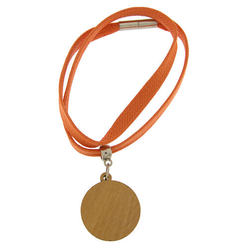 Orange Jubilee necklace of flat rope, olivewood pendant, Monastery of the Poor Clare Nuns of Albano Laziale 3