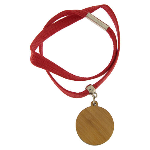 Red Jubilee necklace, flat rope and olivewood pendant, Monastery of the Poor Clare Nuns of Albano Laziale 3