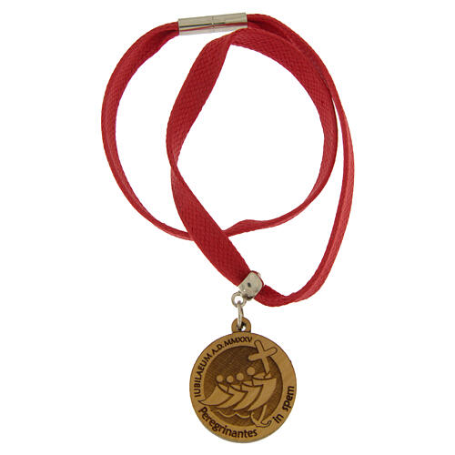 Collana Giubileo rossa regolabile ciondolo ulivo Monastero Clarisse Albano Laziale 1