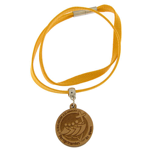 Collana Giubileo gialla regolabile ciondolo ulivo Monastero Clarisse Albano Laziale 1