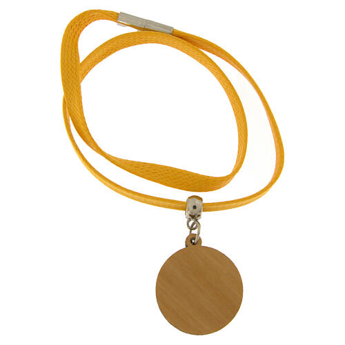 Adjustable yellow Jubilee necklace with olive wood pendant, Clarisse Albano Laziale Monastery 3