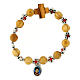 Elastic single decade rosary bracelet, olivewood beads and cross, medal of Carlo Acutis s1