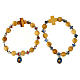 Elastic single decade rosary bracelet, olivewood beads and cross, medal of Carlo Acutis s2