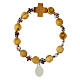 Elastic single decade rosary bracelet, olivewood beads and cross, medal of Carlo Acutis s3