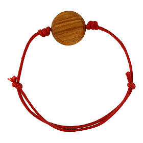 Adjustable red bracelet with Jubilee 2025 official logo, olivewood medal of 0.8 in