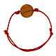 Adjustable red bracelet with Jubilee 2025 official logo, olivewood medal of 0.8 in s2