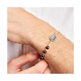 Bracelet with mahogany beads, Jubilee medal and anchor-shaped cross, Endless