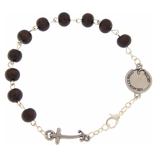 Bracelet with mahogany beads, Jubilee medal and anchor-shaped cross, Endless 3