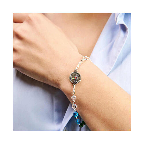 Jubilee bracelet with colourful crystal beads, medal and anchor-shaped cross, by Endless 4