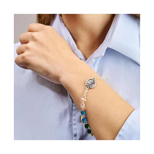 Bracelet Jubilé grains cristaux colorés médaille croix ancre Endless 2
