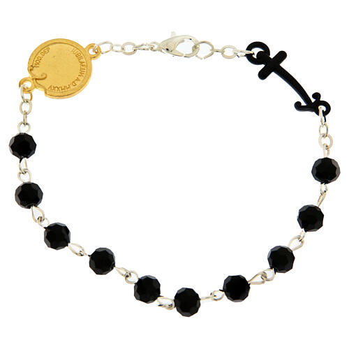 Black faceted beads bracelet with golden Jubilee Endless medal 3